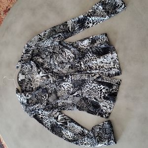 Lace and Animal Print Snap Down Top